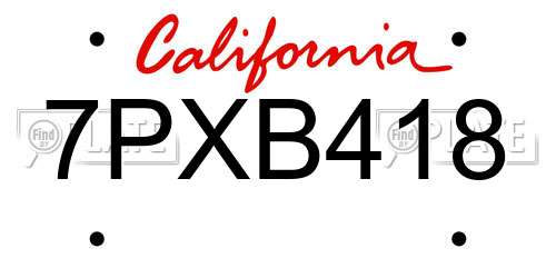 7PXB418 California License Plate
