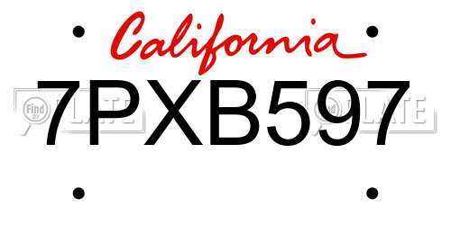 7PXB597 California License Plate