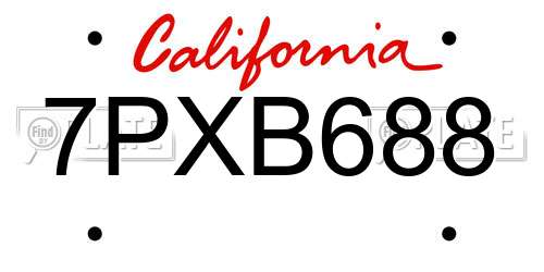 7PXB688 California License Plate