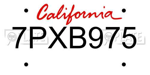 7PXB975 California License Plate
