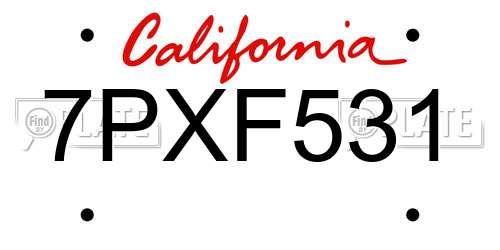 7PXF531 California License Plate