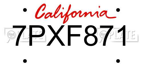 7PXF871 California License Plate