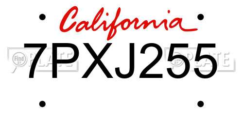7PXJ255 California License Plate