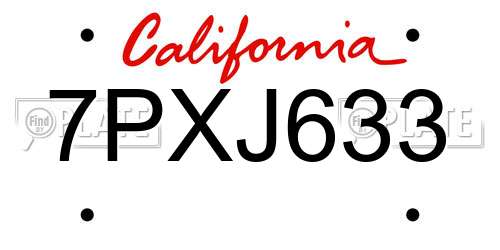 7PXJ633 California License Plate