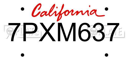 7PXM637 California License Plate