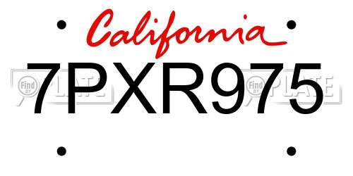 7PXR975 California License Plate