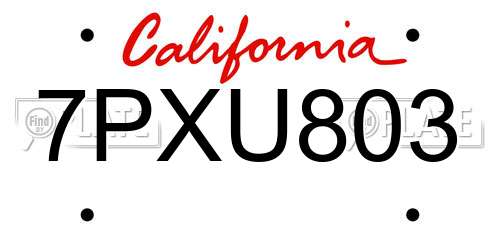 7PXU803 California License Plate