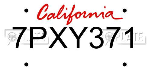 7PXY371 California License Plate