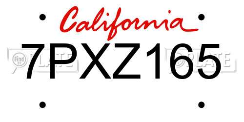 7PXZ165 California License Plate