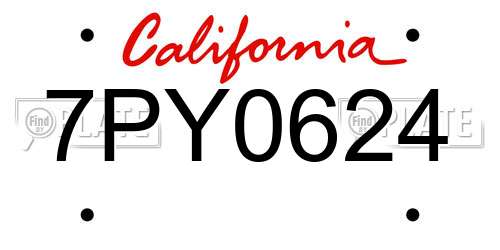 7PY0624 California License Plate
