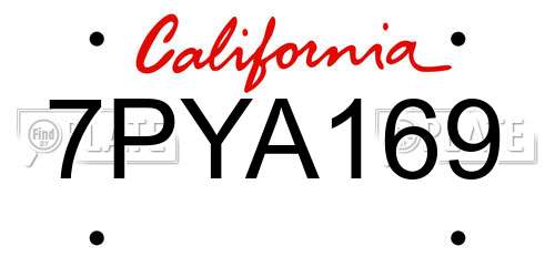 7PYA169 California License Plate
