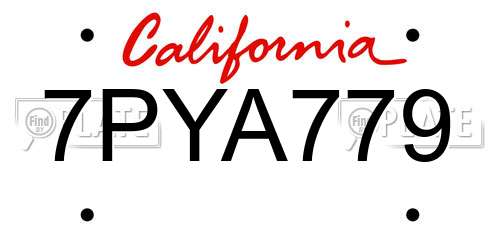 7PYA779 California License Plate