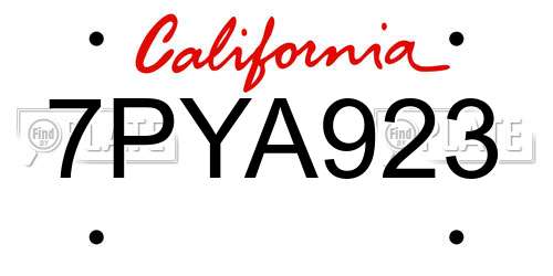 7PYA923 California License Plate