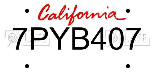 7PYB407 California License Plate