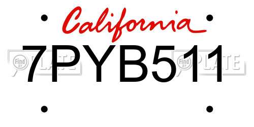 7PYB511 California License Plate