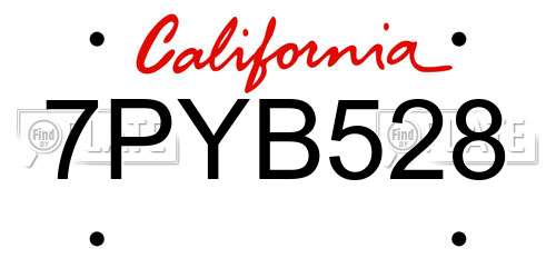 7PYB528 California License Plate