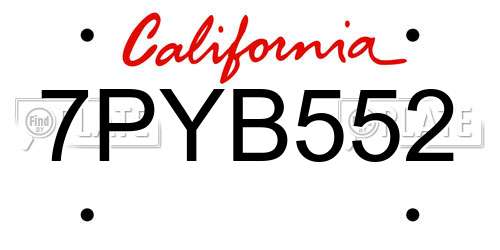 7PYB552 California License Plate