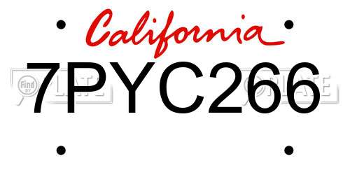 7PYC266 California License Plate