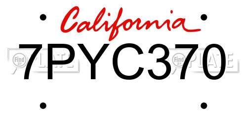 7PYC370 California License Plate