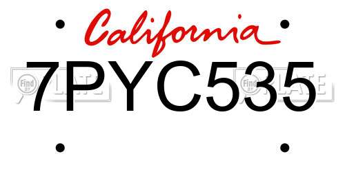 7PYC535 California License Plate