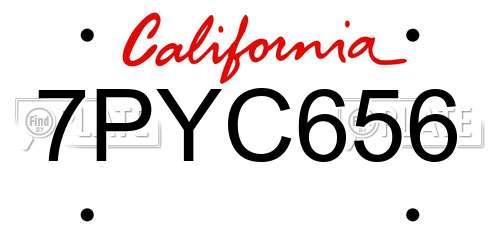 7PYC656 California License Plate