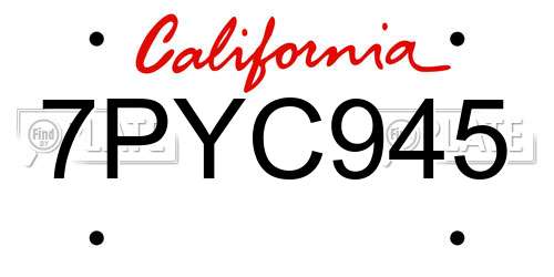 7PYC945 California License Plate
