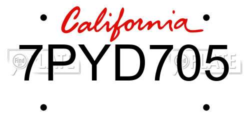 7PYD705 California License Plate