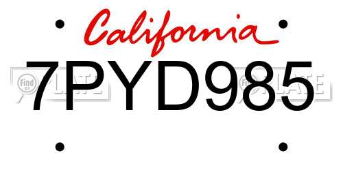7PYD985 California License Plate