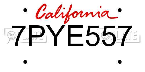 7PYE557 California License Plate