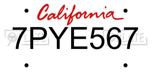 7PYE567 California License Plate