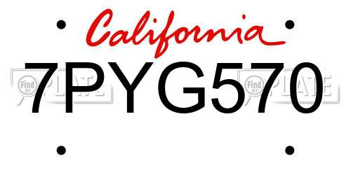 7PYG570 California License Plate