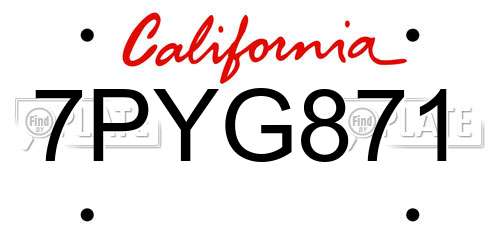 7PYG871 California License Plate