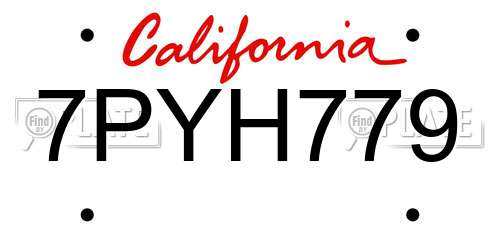 7PYH779 California License Plate