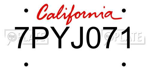 7PYJ071 California License Plate