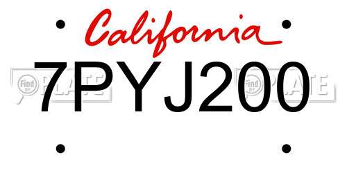 7PYJ200 California License Plate