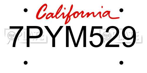 7PYM529 California License Plate