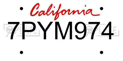 7PYM974 California License Plate