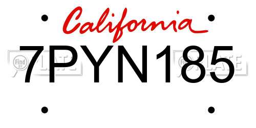 7PYN185 California License Plate