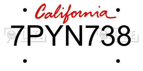 7PYN738 California License Plate