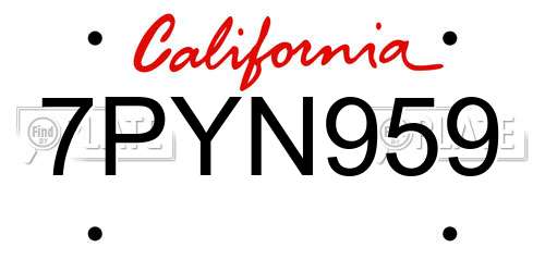 7PYN959 California License Plate