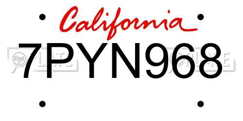 7PYN968 California License Plate