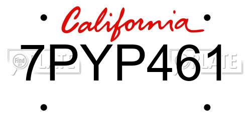 7PYP461 California License Plate