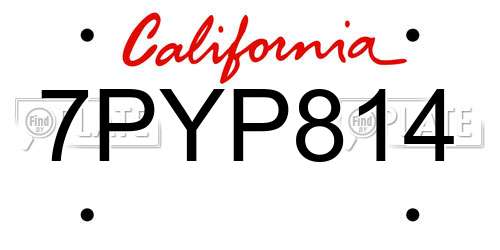 7PYP814 California License Plate