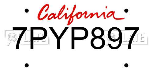 7PYP897 California License Plate