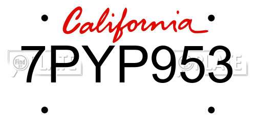 7PYP953 California License Plate