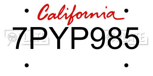7PYP985 California License Plate