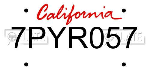 7PYR057 California License Plate