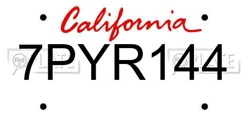 7PYR144 California License Plate