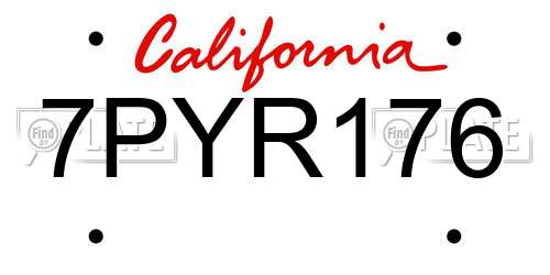 7PYR176 California License Plate