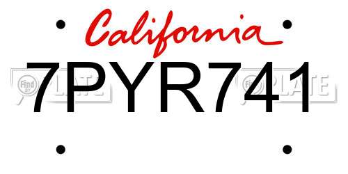 7PYR741 California License Plate